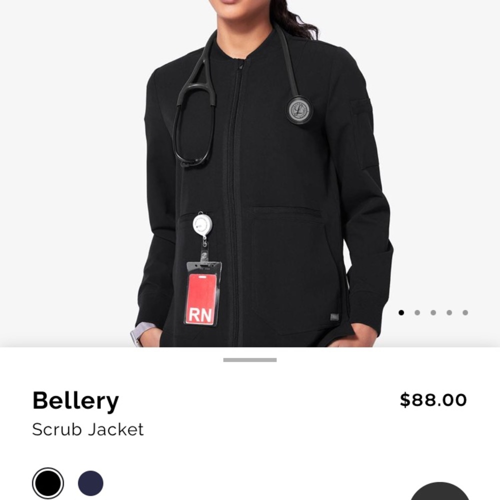 Figs Black medium ballery scrub jacket